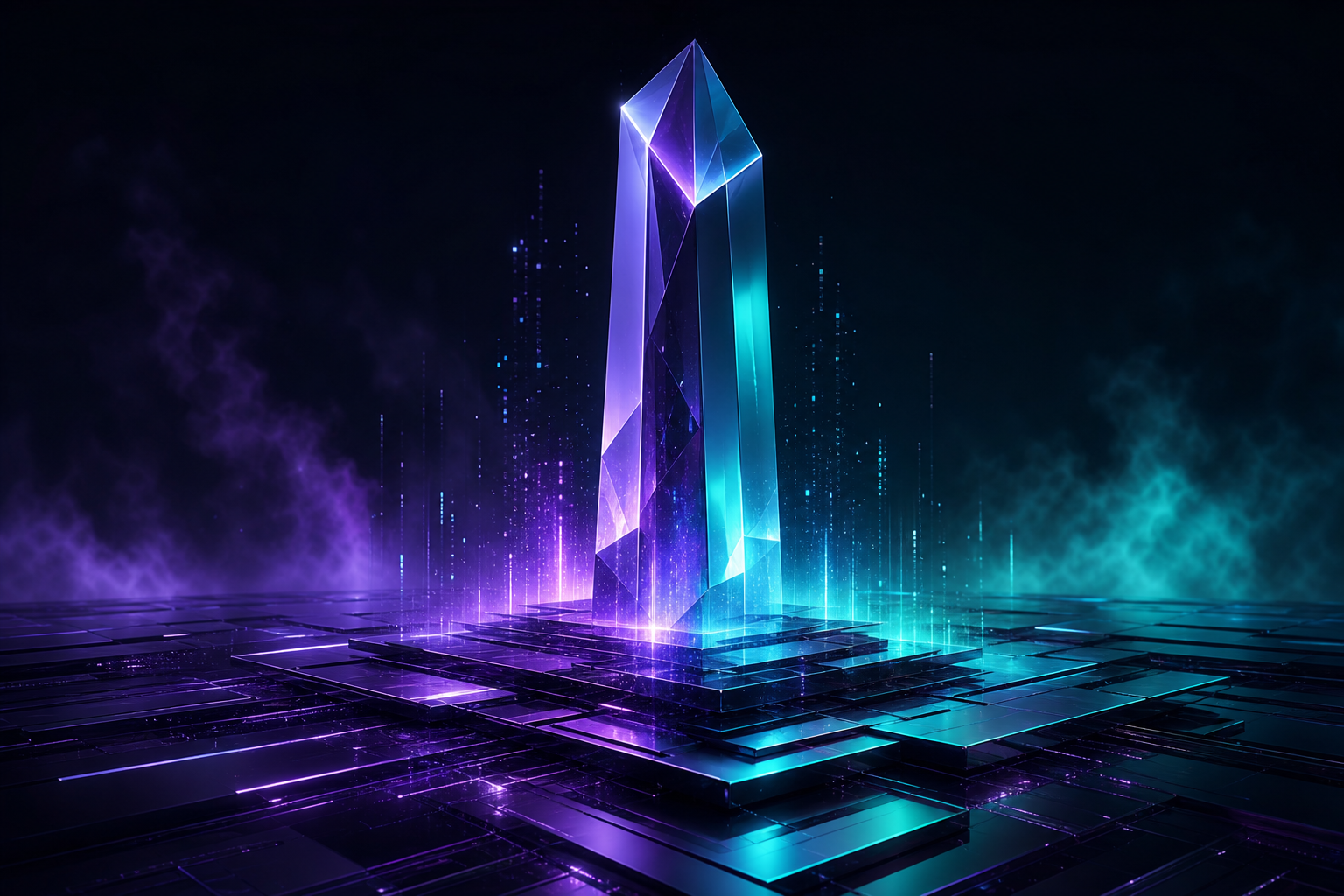 Abstract crystalline monolith representing the identity and foundation of an IT marketing agency