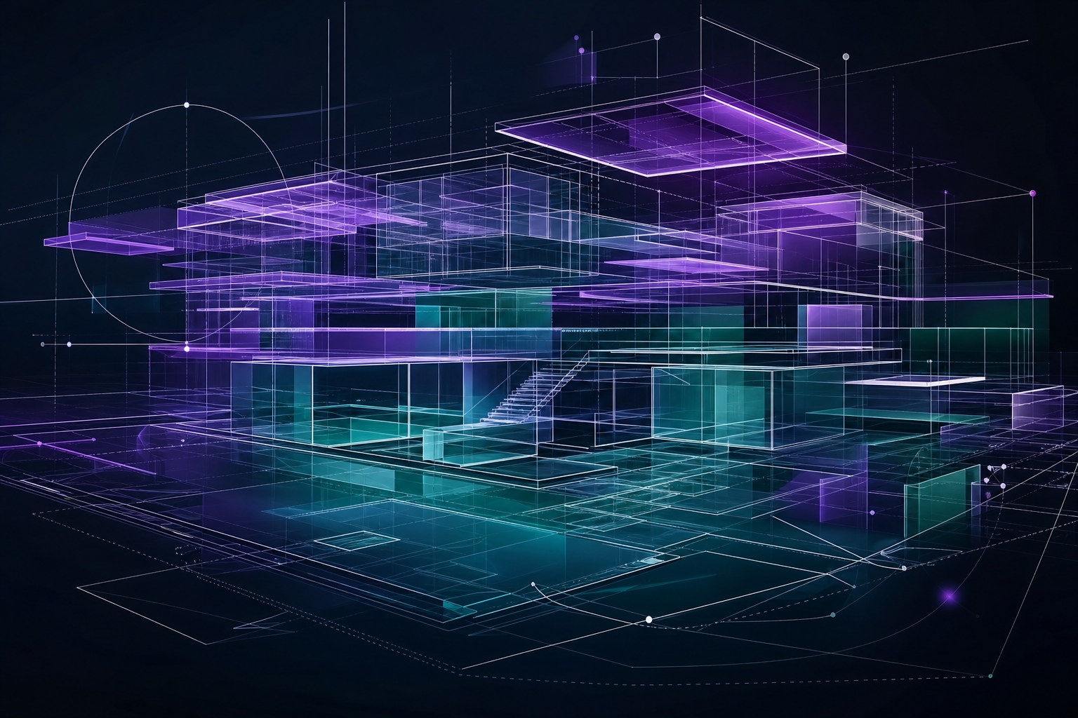 Glowing architectural schematic representing the structured strategic blueprint behind IT marketing campaigns