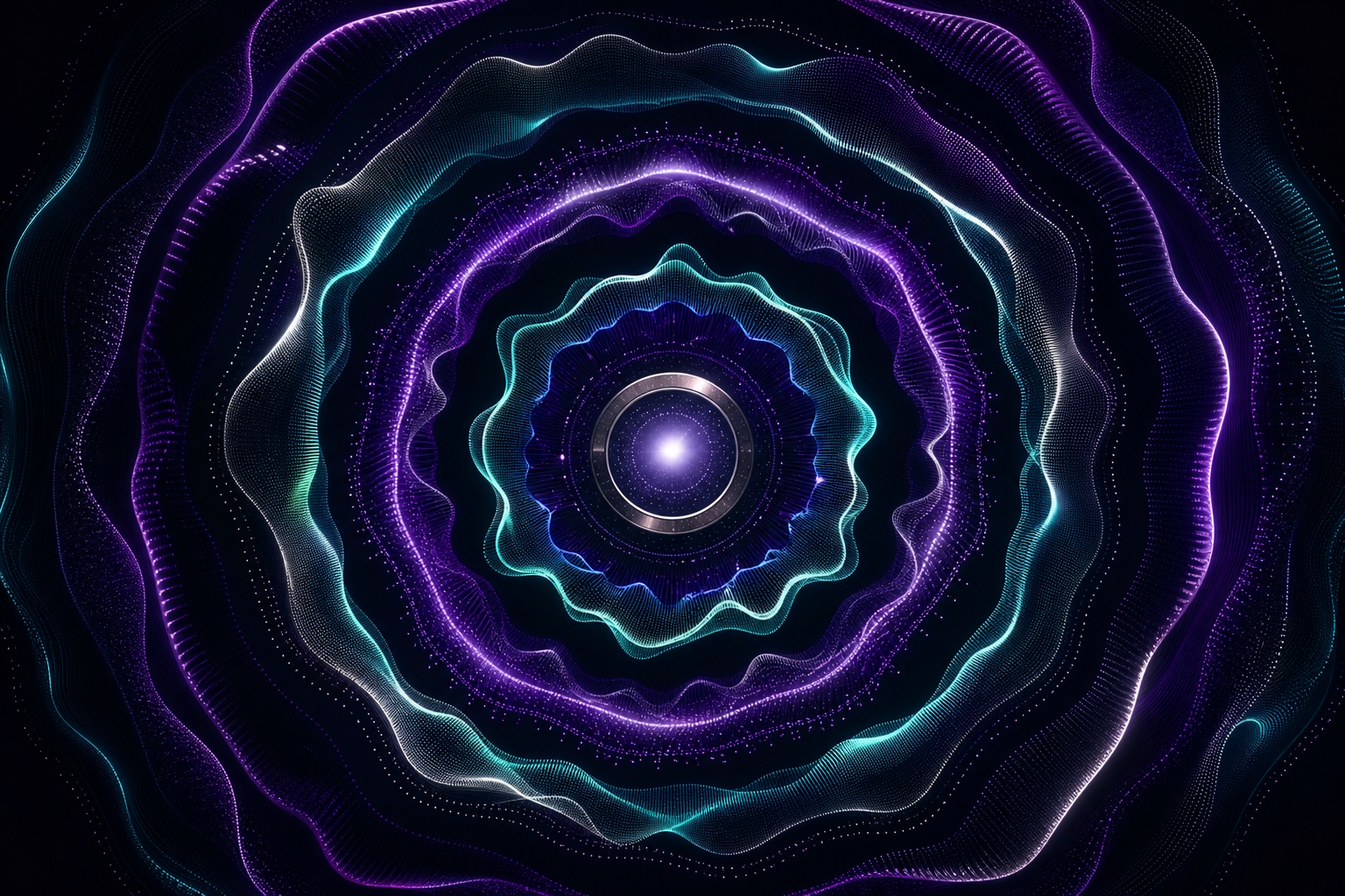 Radiating tone and voice wave rings representing brand messaging guidelines for IT companies